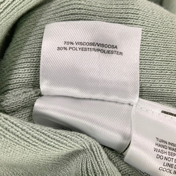 Anne Klein Open Front Cardigan Women PL Green Viscose Blend Ribbed Trim Classic - Picture 4 of 5